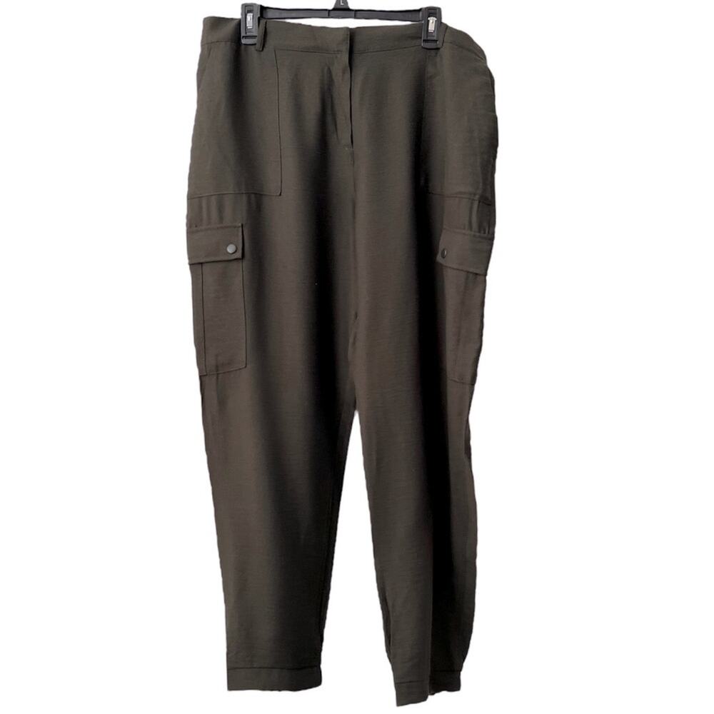 Mint Velvet Khaki Utility Jogger Trousers In Panama Women Size 14 Long - Picture 2 of 14